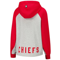 Kansas City Chiefs DKNY Sport Women's Joy Cropped Raglan Pullover Hoodie - Gray/Red - Gray/Red Hoodies