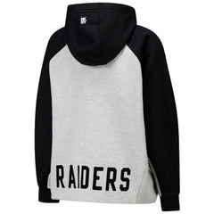 Las Vegas Raiders DKNY Sport Women's Joy Cropped Raglan Pullover Hoodie - Gray/Black - Gray/Black Hoodies