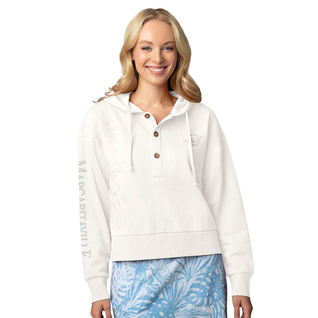 Miami Dolphins Margaritaville Women's Island Dream Solid Pullover Hoodie - Cream Hoodies
