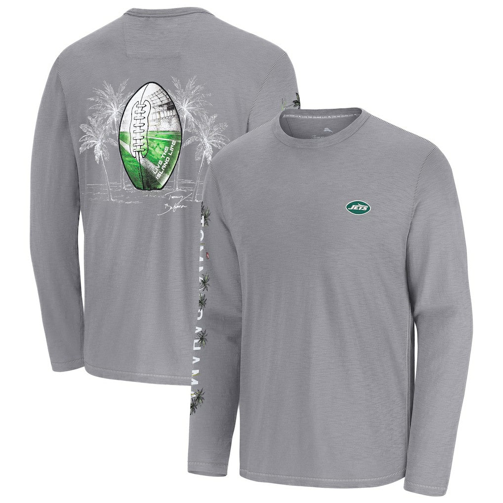New York Jets Oasis Endzone Lux Long Sleeve T-Shirt - Gray T-shirts