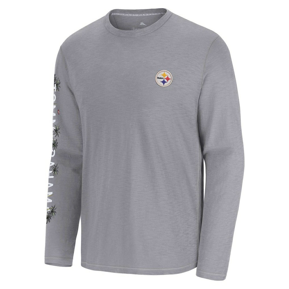 Pittsburgh Steelers Oasis Endzone Lux Long Sleeve T-Shirt - Gray T-shirts