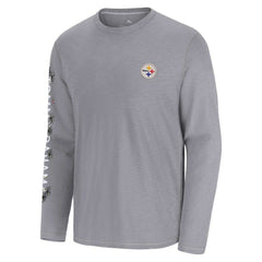 Pittsburgh Steelers Oasis Endzone Lux Long Sleeve T-Shirt - Gray T-shirts