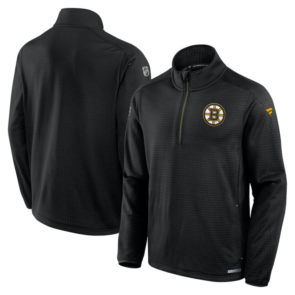 Boston Bruins Fanatics Big & Tall Authentic Pro Quarter-Zip Top - Black | US 201673096