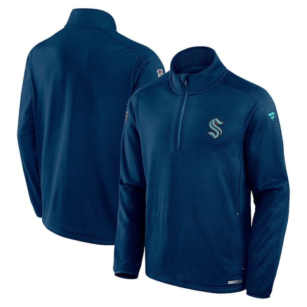 Seattle Kraken Fanatics Big & Tall Authentic Pro Quarter-Zip Top - Navy | US 201673097