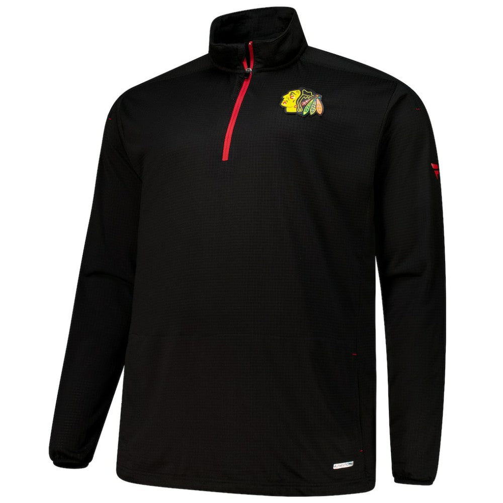Chicago Blackhawks Fanatics Big & Tall Authentic Pro Quarter-Zip Top - Black | US 201673101