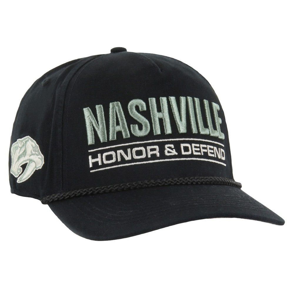 Nashville Predators '47 OHT Military Appreciation Homeland Honor and Defend Hitch Adjustable Hat - Black | US 201673134