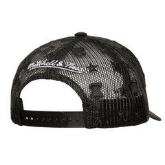 Philadelphia 76ers Monogram Allover Logo Mesh Trucker Adjustable Hat Black - Mitchell & Ness outlet