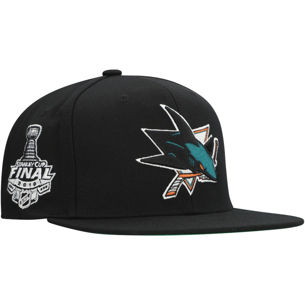 San Jose Sharks Mitchell & Ness Core Top Spot Snapback Hat - Black | US 201673345