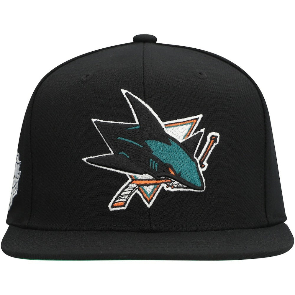 San Jose Sharks Mitchell & Ness Core Top Spot Snapback Hat - Black | US 201673345