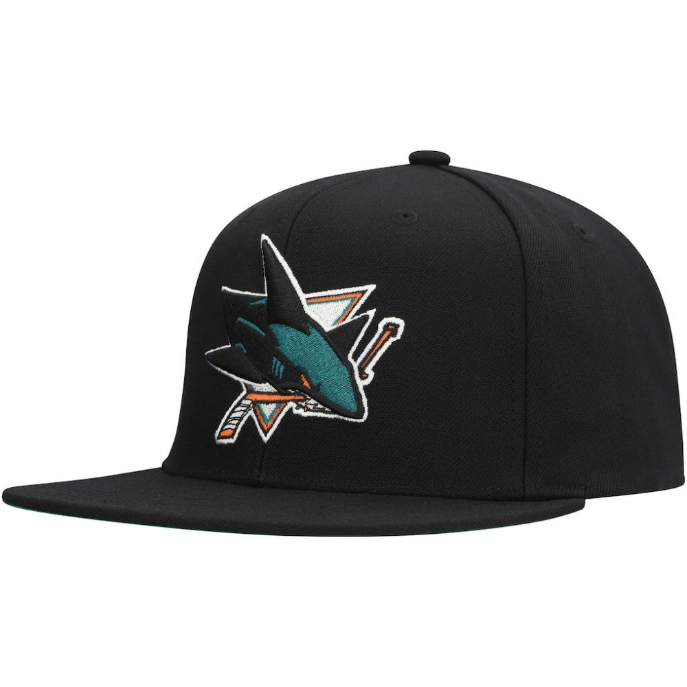 San Jose Sharks Mitchell & Ness Core Top Spot Snapback Hat - Black | US 201673345