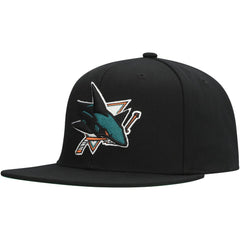 San Jose Sharks Mitchell & Ness Core Top Spot Snapback Hat - Black | US 201673345