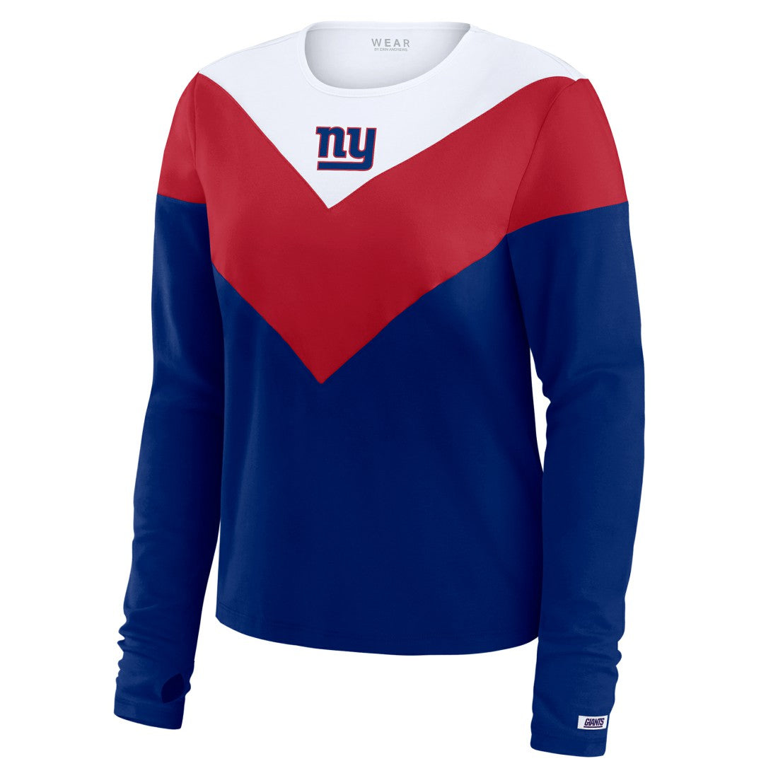 New York Giants WEAR by Erin Andrews Women's Chevron Tri-Blend Long Sleeve T-Shirt - Royal/Red T-shirts
