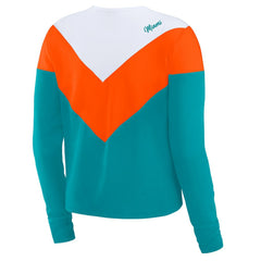 Miami Dolphins WEAR by Erin Andrews Women's Chevron Tri-Blend Long Sleeve T-Shirt - Aqua/Orange T-shirts