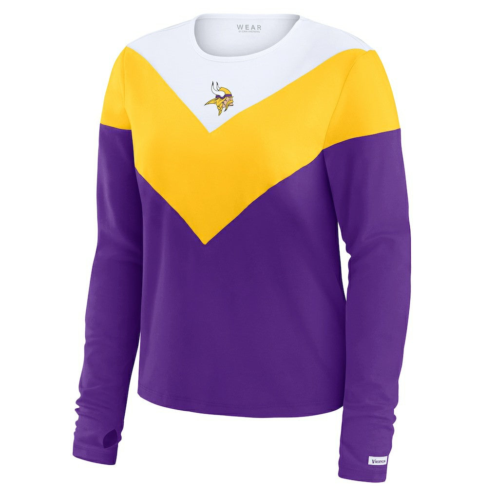 Minnesota Vikings WEAR by Erin Andrews Women's Chevron Tri-Blend Long Sleeve T-Shirt - Purple/Gold T-shirts