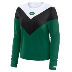 New York Jets WEAR by Erin Andrews Women's Chevron Tri-Blend Long Sleeve T-Shirt - Green/Black T-shirts