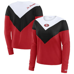 San Francisco 49ers WEAR by Erin Andrews Women's Chevron Tri-Blend Long Sleeve T-Shirt - Scarlet/Black T-shirts