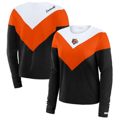 Cincinnati Bengals WEAR by Erin Andrews Women's Plus Size Chevron Tri-Blend Long Sleeve T-Shirt - Black/Orange T-shirts