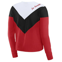 San Francisco 49ers WEAR by Erin Andrews Women's Plus Size Chevron Tri-Blend Long Sleeve T-Shirt - Scarlet/Black T-shirts