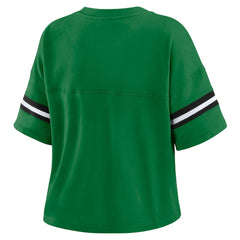 New York Jets WEAR by Erin Andrews Women's Color Block Boxy V-Neck T-Shirt - Kelly Green T-shirts