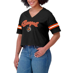 Cincinnati Bengals WEAR by Erin Andrews Women's Plus Size Color Block Boxy V-Neck T-Shirt - Black T-shirts