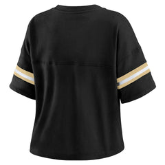 New Orleans Saints WEAR by Erin Andrews Women's Plus Size Color Block Boxy V-Neck T-Shirt - Black T-shirts
