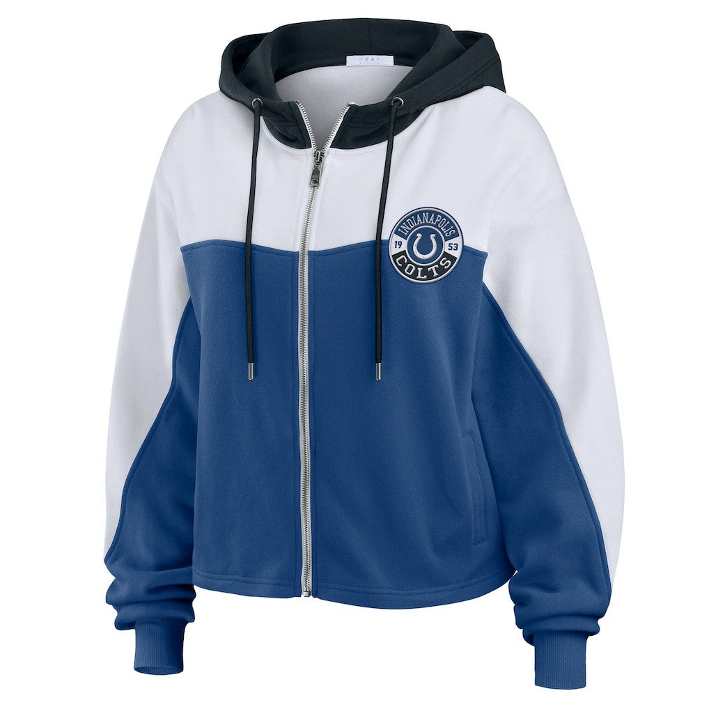 Indianapolis Colts WEAR by Erin Andrews Women's Plus Size Color Block Full-Zip Hoodie - Royal Hoodies