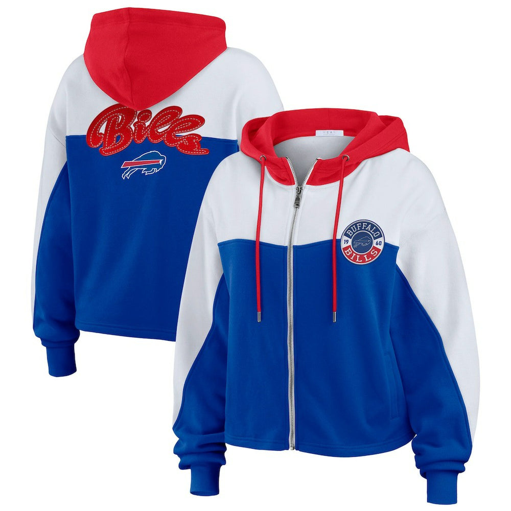 Buffalo Bills WEAR by Erin Andrews Women's Plus Size Color Block Full-Zip Hoodie - Royal Hoodies