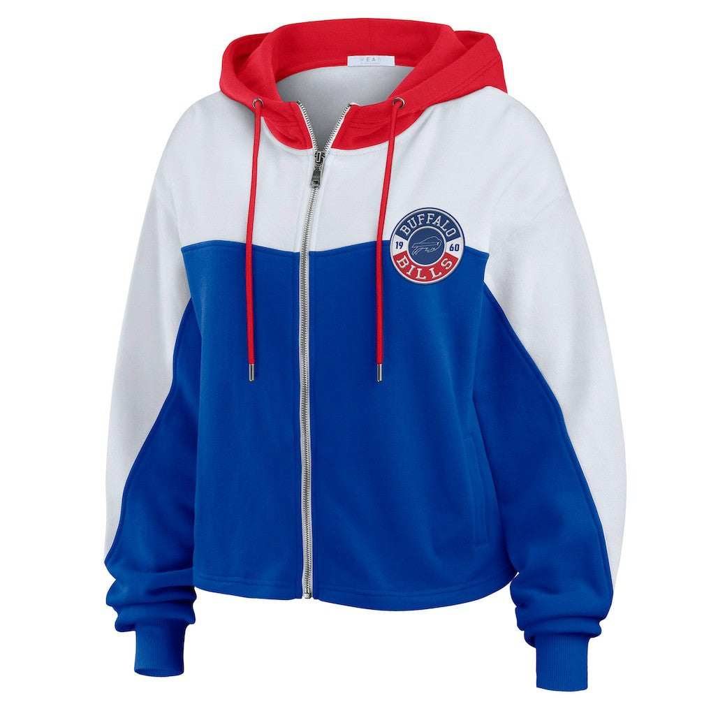 Buffalo Bills WEAR by Erin Andrews Women's Plus Size Color Block Full-Zip Hoodie - Royal Hoodies