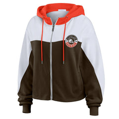 Cleveland Browns WEAR by Erin Andrews Women's Plus Size Color Block Full-Zip Hoodie - Brown Hoodies