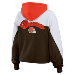 Cleveland Browns WEAR by Erin Andrews Women's Plus Size Color Block Full-Zip Hoodie - Brown Hoodies