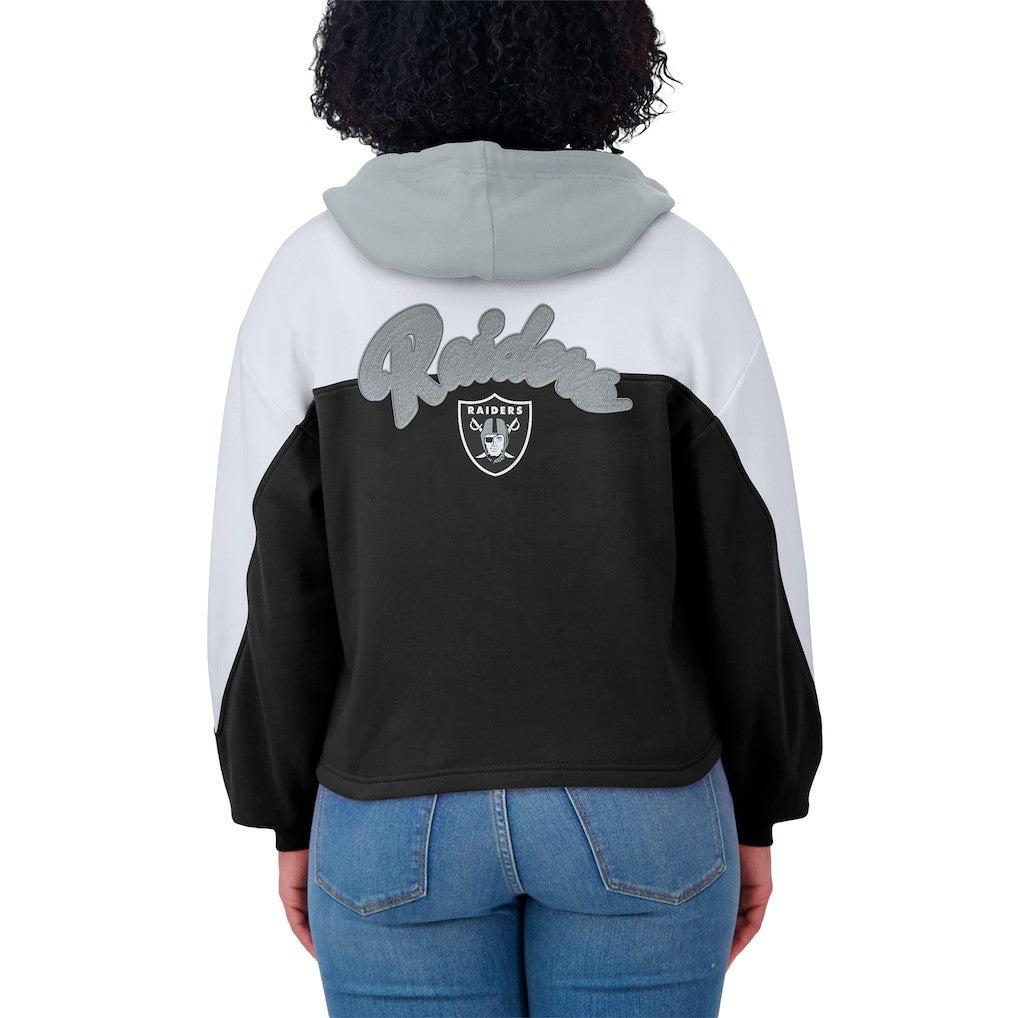 Las Vegas Raiders WEAR by Erin Andrews Women's Plus Size Color Block Full-Zip Hoodie - Black Hoodies