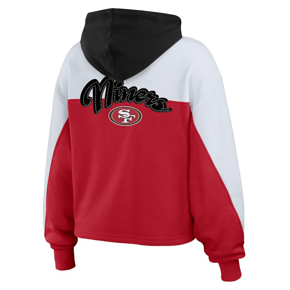 San Francisco 49ers WEAR by Erin Andrews Women's Plus Size Color Block Full-Zip Hoodie - Scarlet Hoodies