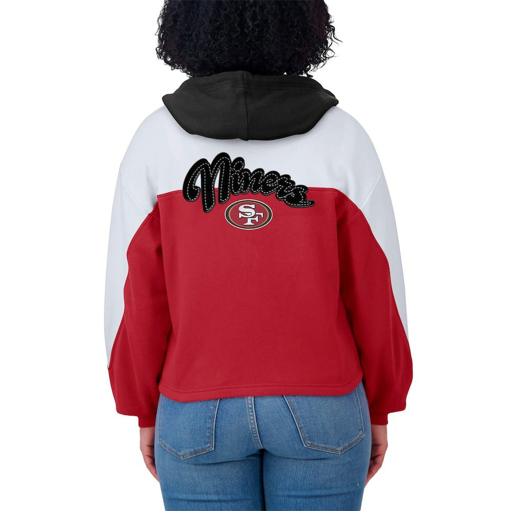 San Francisco 49ers WEAR by Erin Andrews Women's Plus Size Color Block Full-Zip Hoodie - Scarlet Hoodies