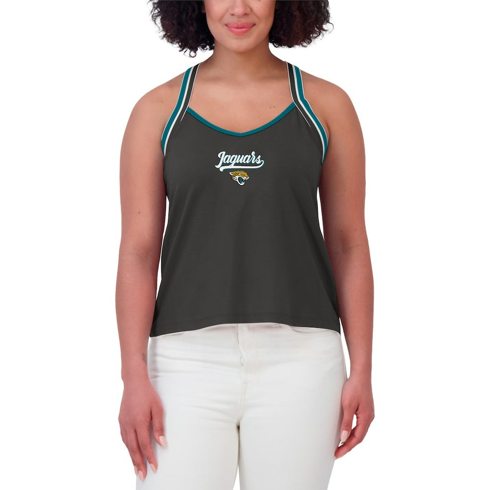Jacksonville Jaguars WEAR by Erin Andrews Women's Cross Strap Tri-Blend Tank Top - Black Tops
