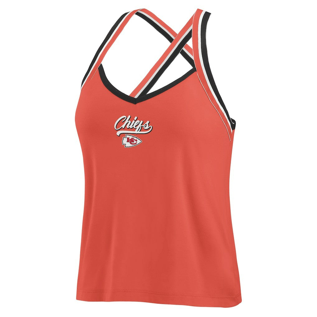 Kansas City Chiefs WEAR by Erin Andrews Women's Cross Strap Tri-Blend Tank Top - Red Tops
