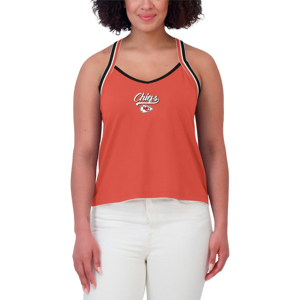 Kansas City Chiefs WEAR by Erin Andrews Women's Cross Strap Tri-Blend Tank Top - Red Tops