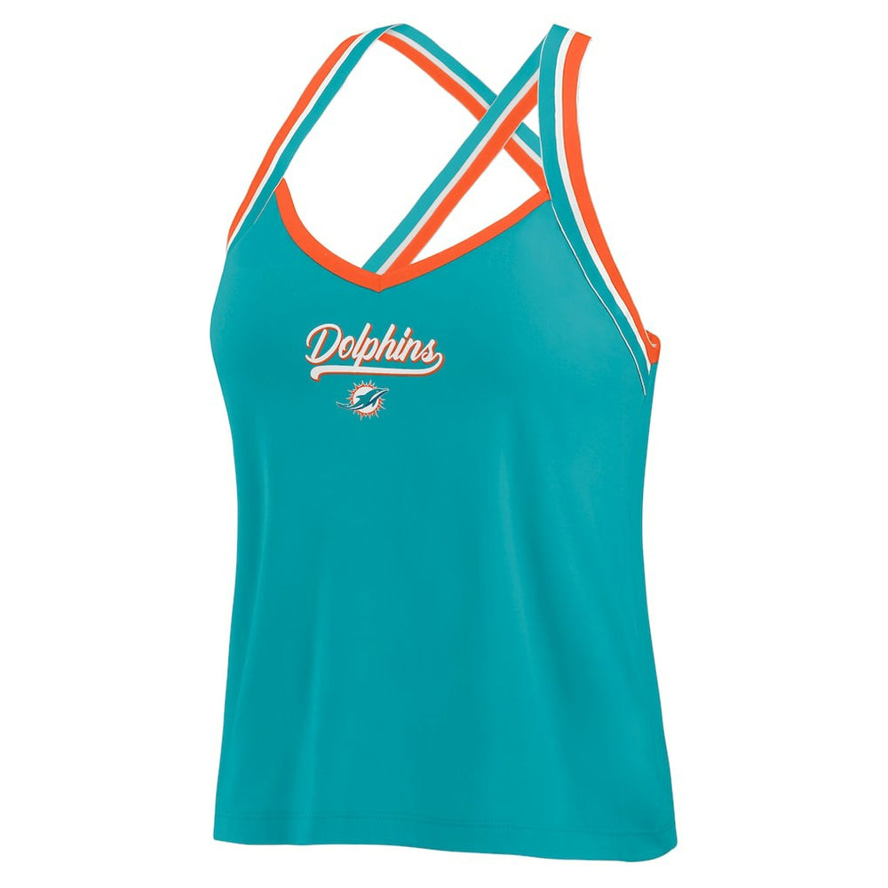 Miami Dolphins WEAR by Erin Andrews Women's Cross Strap Tri-Blend Tank Top - Aqua Tops