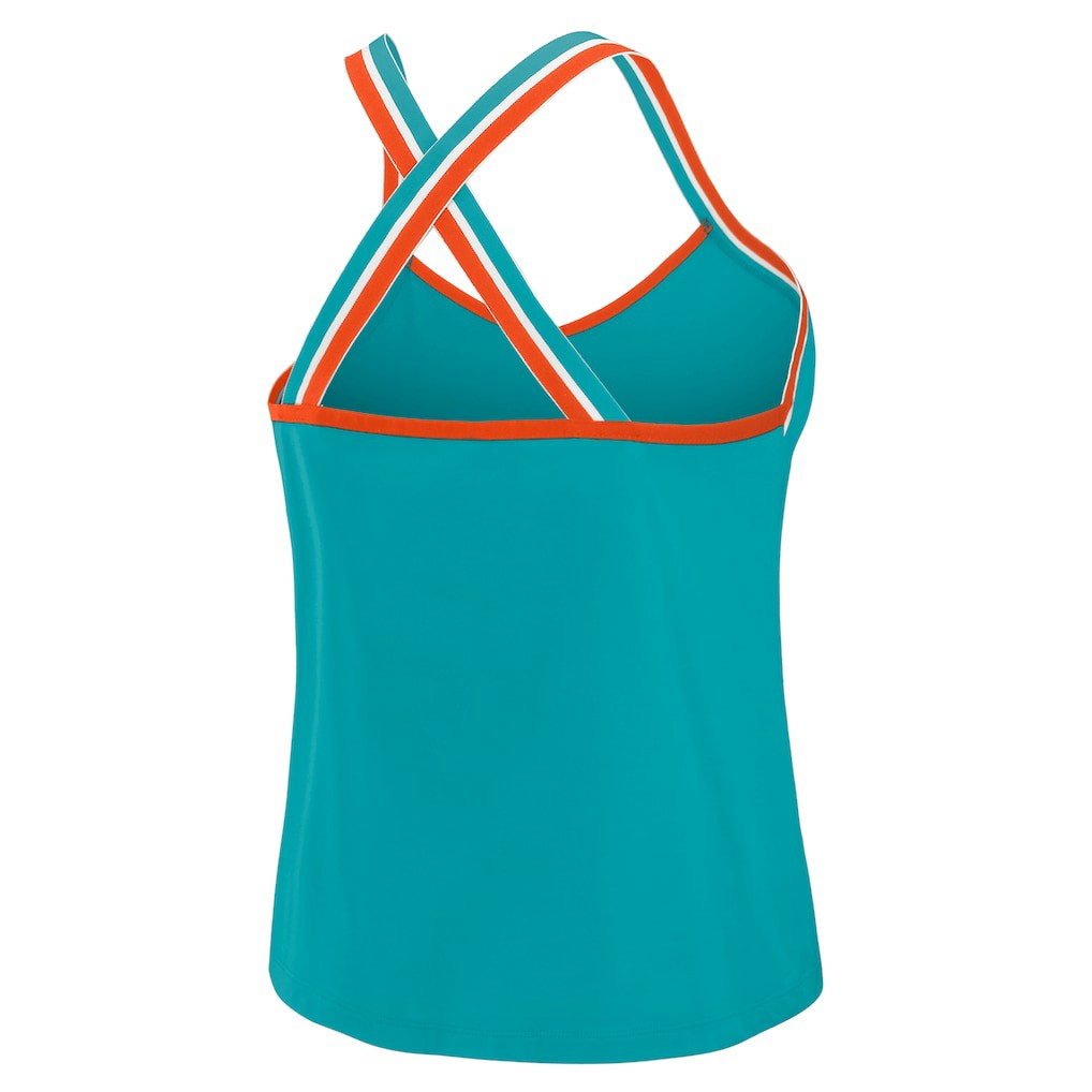 Miami Dolphins WEAR by Erin Andrews Women's Cross Strap Tri-Blend Tank Top - Aqua Tops