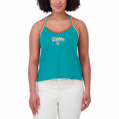 Miami Dolphins WEAR by Erin Andrews Women's Cross Strap Tri-Blend Tank Top - Aqua Tops
