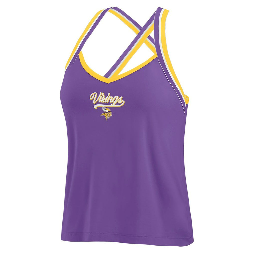 Minnesota Vikings WEAR by Erin Andrews Women's Cross Strap Tri-Blend Tank Top - Purple Tops
