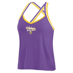 Minnesota Vikings WEAR by Erin Andrews Women's Cross Strap Tri-Blend Tank Top - Purple Tops