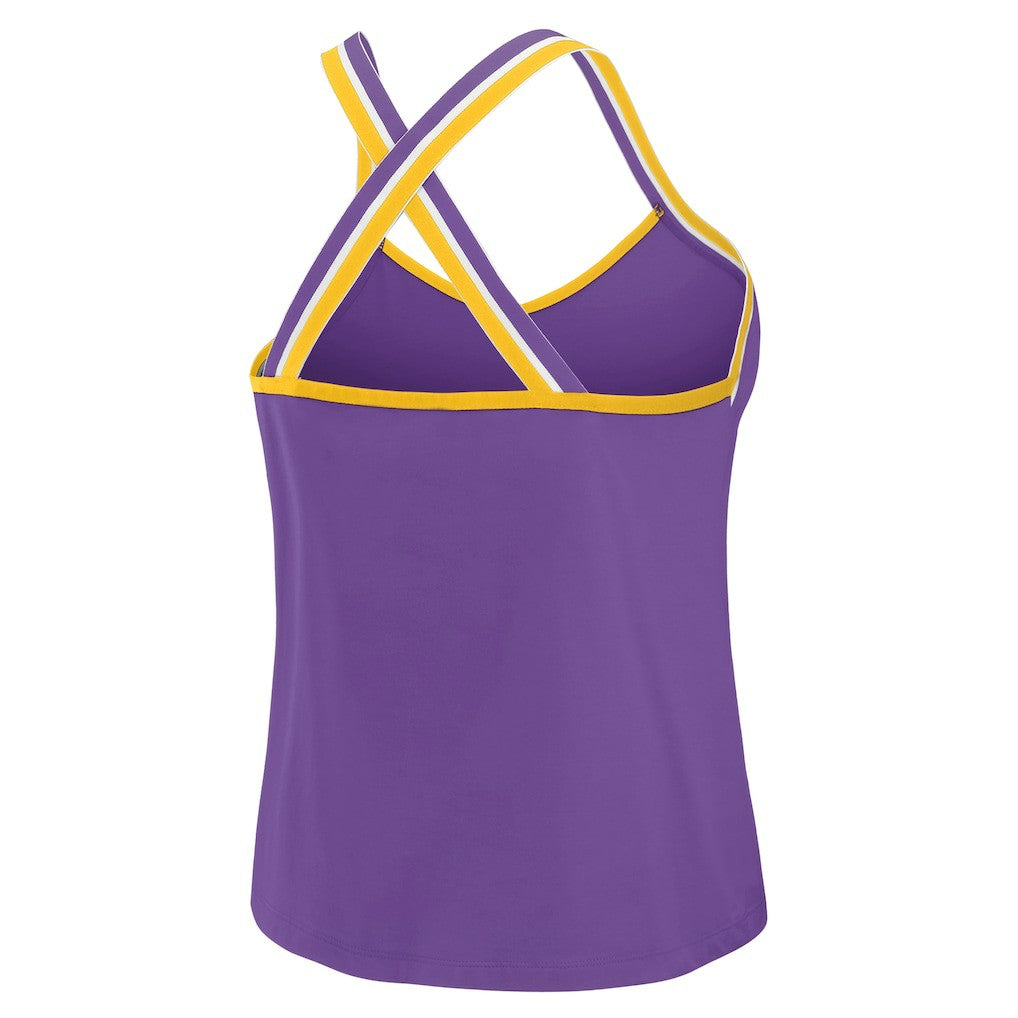 Minnesota Vikings WEAR by Erin Andrews Women's Cross Strap Tri-Blend Tank Top - Purple Tops