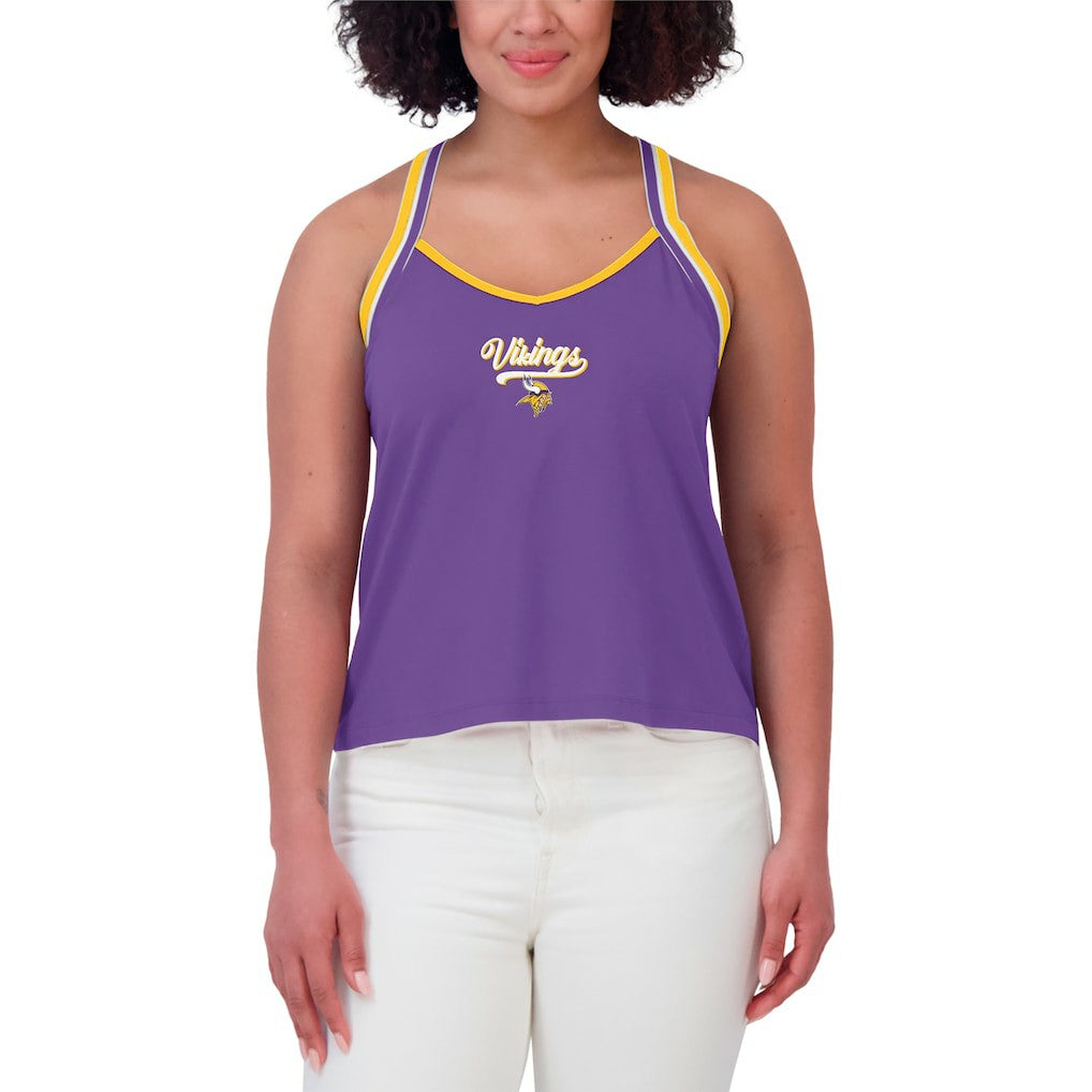 Minnesota Vikings WEAR by Erin Andrews Women's Cross Strap Tri-Blend Tank Top - Purple Tops