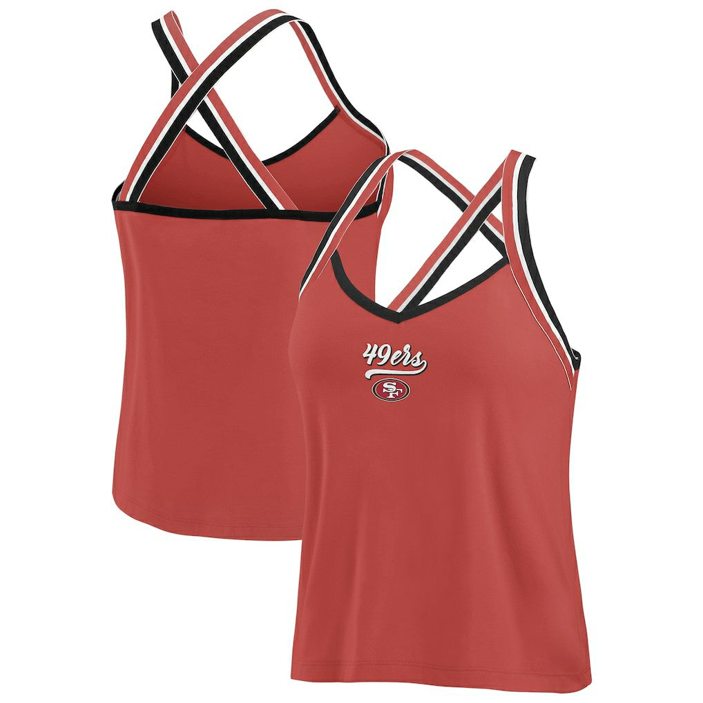 San Francisco 49ers WEAR by Erin Andrews Women's Cross Strap Tri-Blend Tank Top - Scarlet Tops