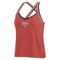 San Francisco 49ers WEAR by Erin Andrews Women's Cross Strap Tri-Blend Tank Top - Scarlet Tops