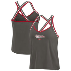 Tampa Bay Buccaneers WEAR by Erin Andrews Women's Cross Strap Tri-Blend Tank Top - Pewter Tops