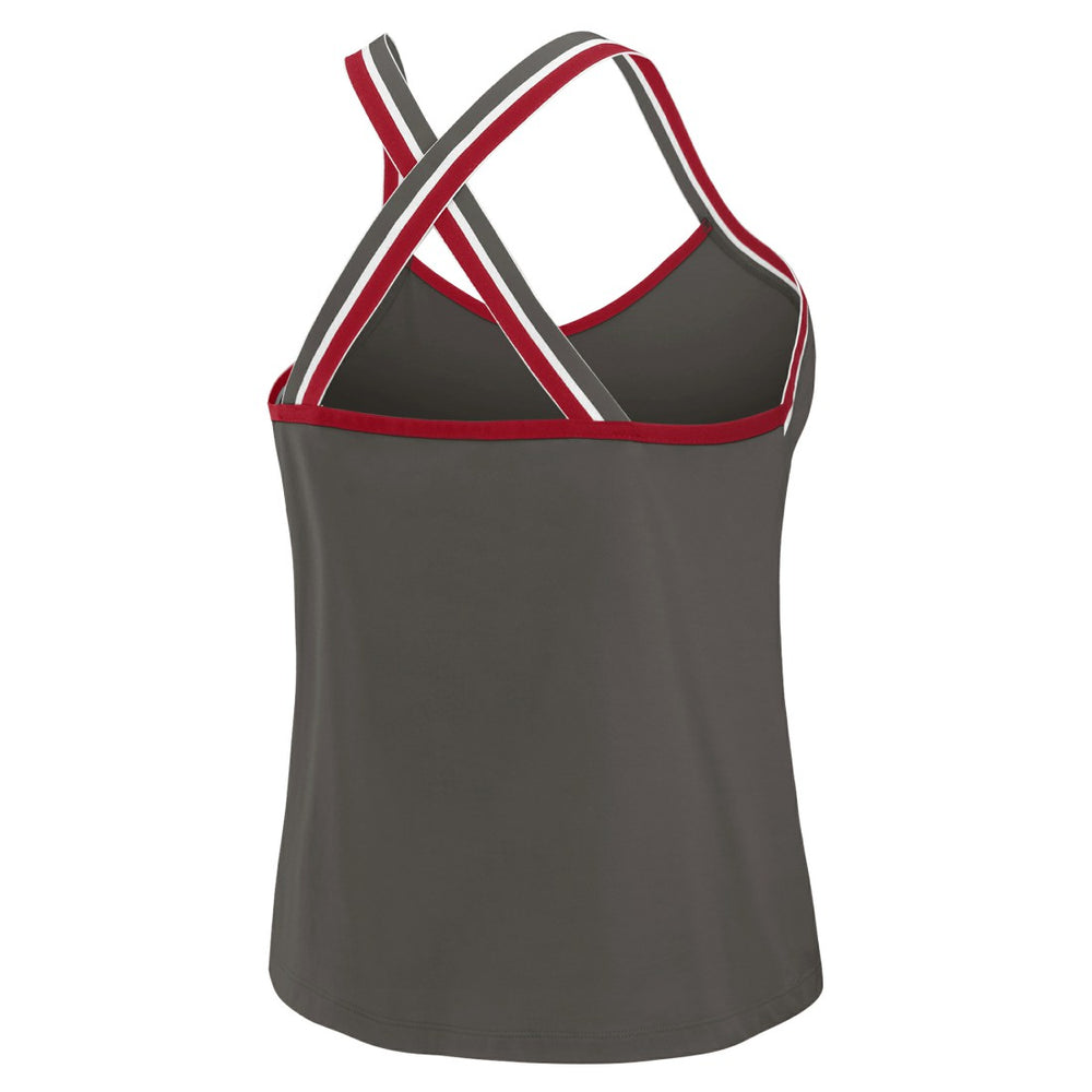 Tampa Bay Buccaneers WEAR by Erin Andrews Women's Cross Strap Tri-Blend Tank Top - Pewter Tops