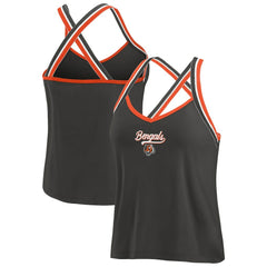 Cincinnati Bengals WEAR by Erin Andrews Women's Cross Strap Tri-Blend Tank Top - Black Tops
