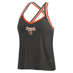 Cincinnati Bengals WEAR by Erin Andrews Women's Cross Strap Tri-Blend Tank Top - Black Tops