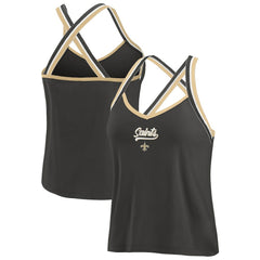 New Orleans Saints WEAR by Erin Andrews Women's Cross Strap Tri-Blend Tank Top - Black Tops